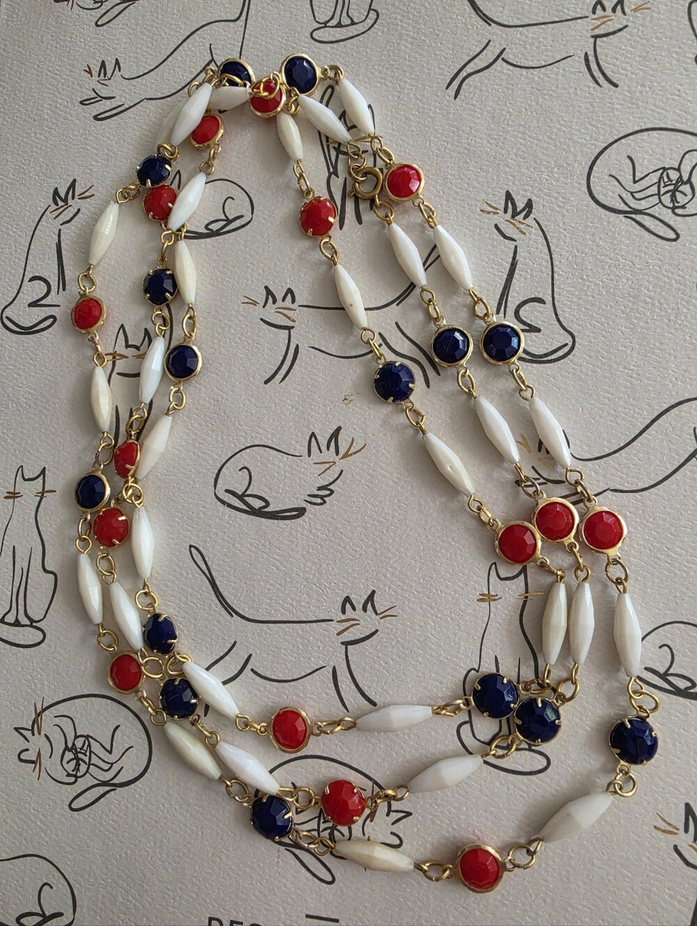 Patriotic RED white And BLUE NECKLACE